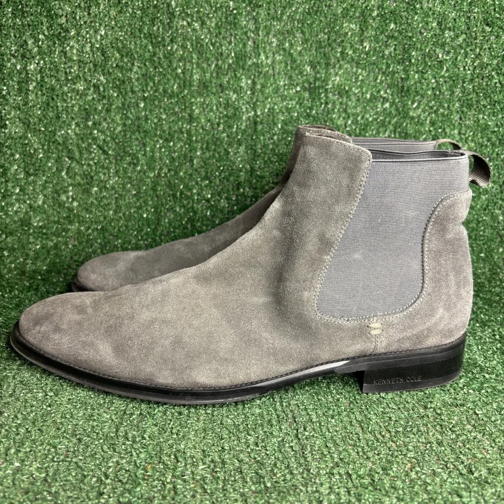 Kenneth Cole Chelsea Suede Ankle Elastic Goring Sleek Boot Grey Mens Size 10